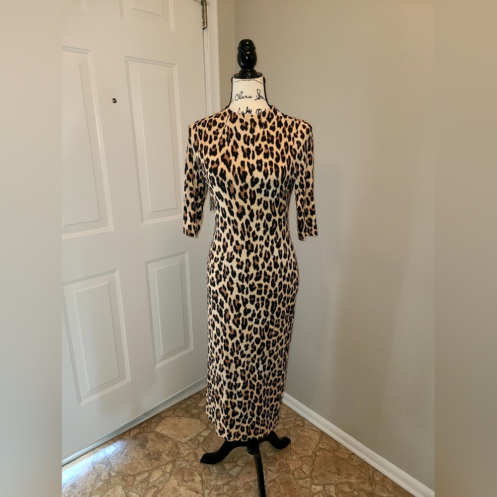 Alice & Olivia Cheetah midi dress body con